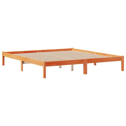 Letto Libreria senza Materasso Marrone Cera 200x200 cm in Pino