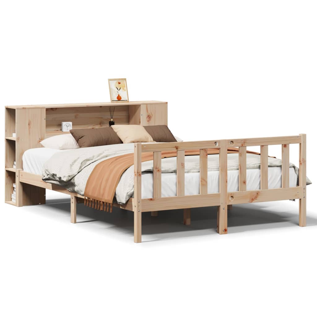 Letto Libreria senza Materasso 140x190 cm in Legno di Pino