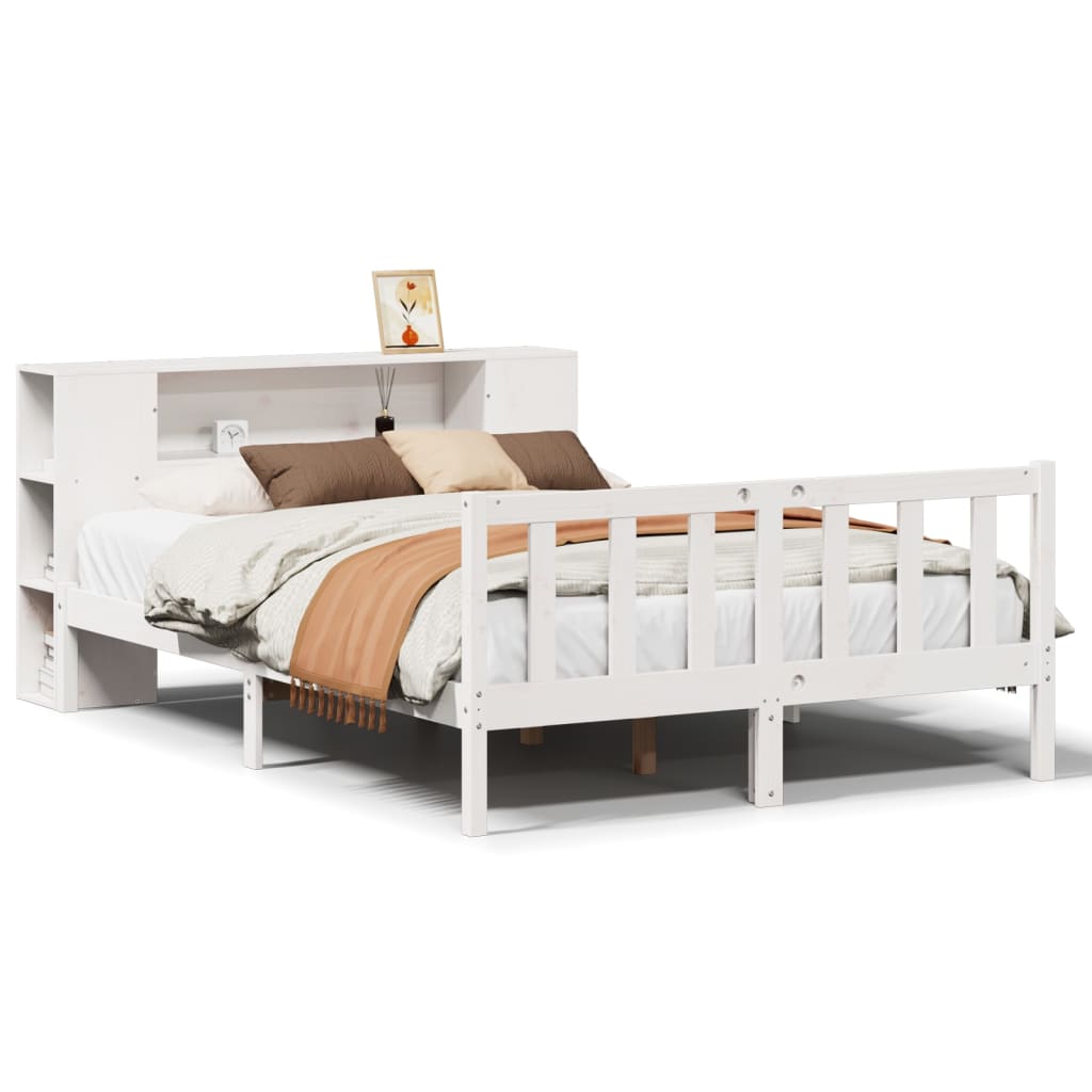 Letto Libreria senza Materasso Bianco 140x190 cm Legno di Pino