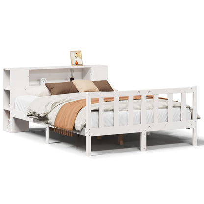 Letto Libreria senza Materasso Bianco 140x190 cm Legno di Pino