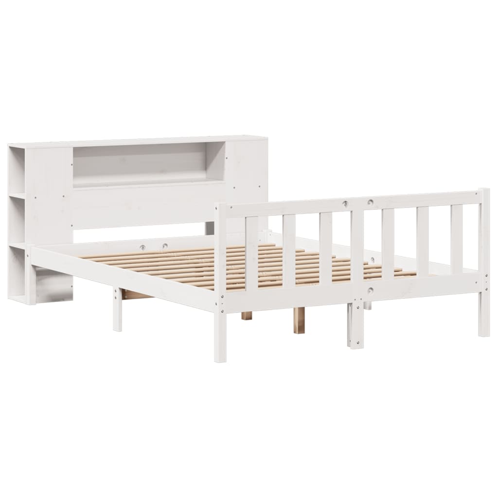 Letto Libreria senza Materasso Bianco 140x190 cm Legno di Pino
