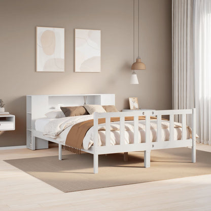 Letto Libreria senza Materasso Bianco 140x190 cm Legno di Pino