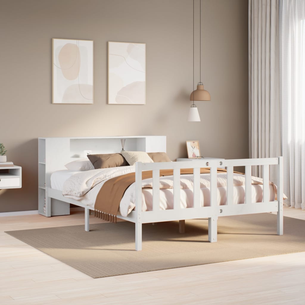 Letto Libreria senza Materasso Bianco 140x200 cm Legno di Pino