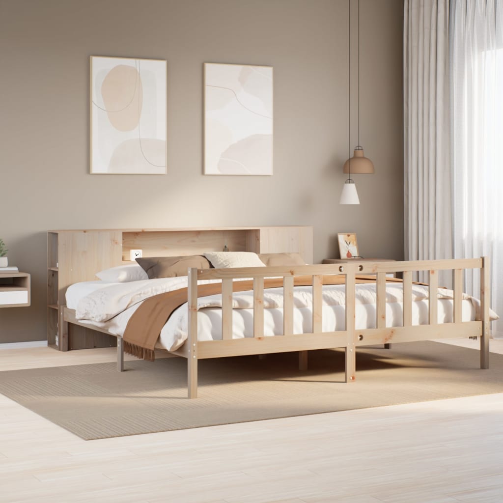 Letto Libreria senza Materasso 180x200 cm in Legno di Pino