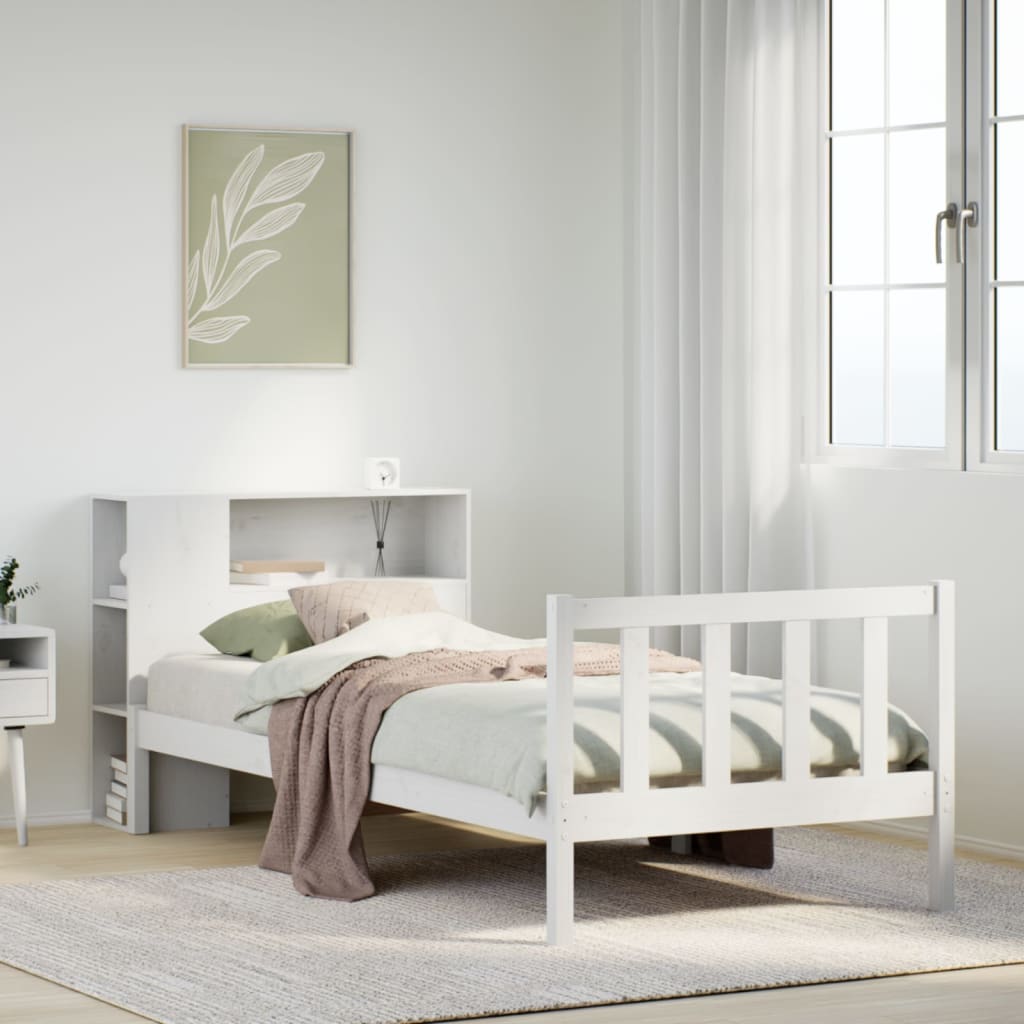Letto con Libreria senza Materasso 75x190 cm in Legno Pino