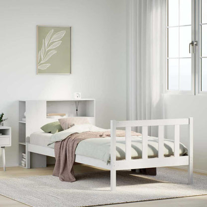 Letto Libreria senza Materasso Bianco 90x190 cm Massello Pino