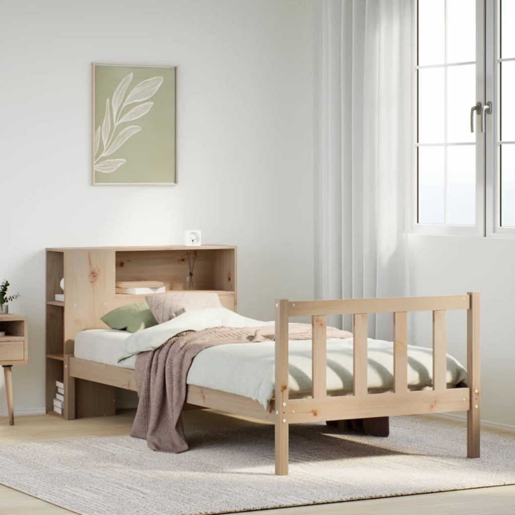 Letto Libreria senza Materasso 90x200 cm Legno Massello Pino