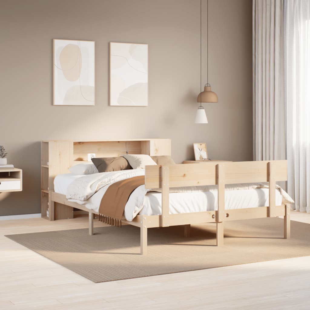 Letto Libreria senza Materasso 140x190 cm in Legno di Pino