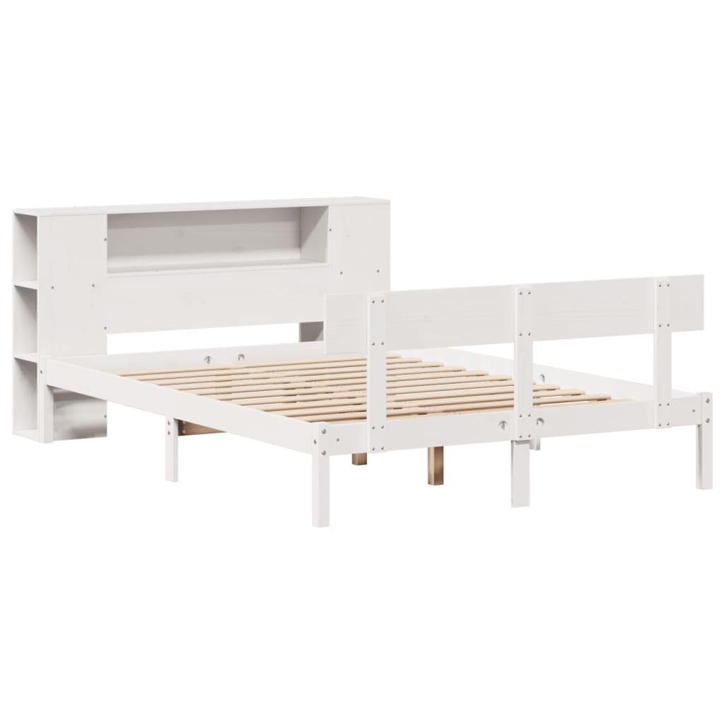 Letto Libreria senza Materasso Bianco 140x190 cm Legno di Pino