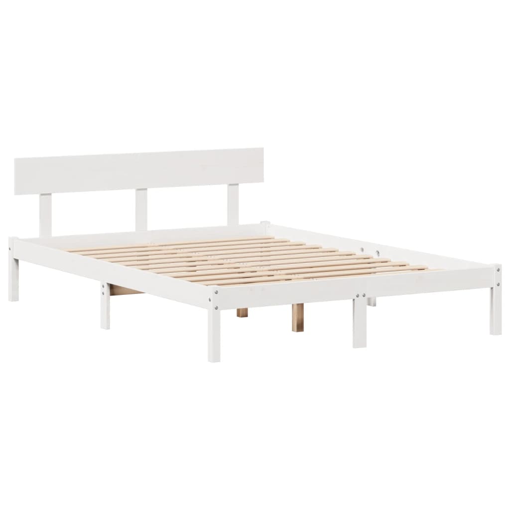 Letto Libreria senza Materasso Bianco 140x190 cm Legno di Pino