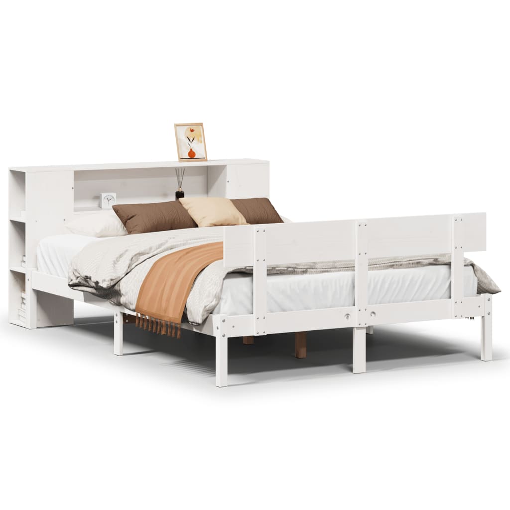 Letto Libreria senza Materasso Bianco 140x200 cm Legno di Pino