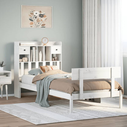 Letto Libreria senza Materasso Bianca 90x200 cm Legno di Pino