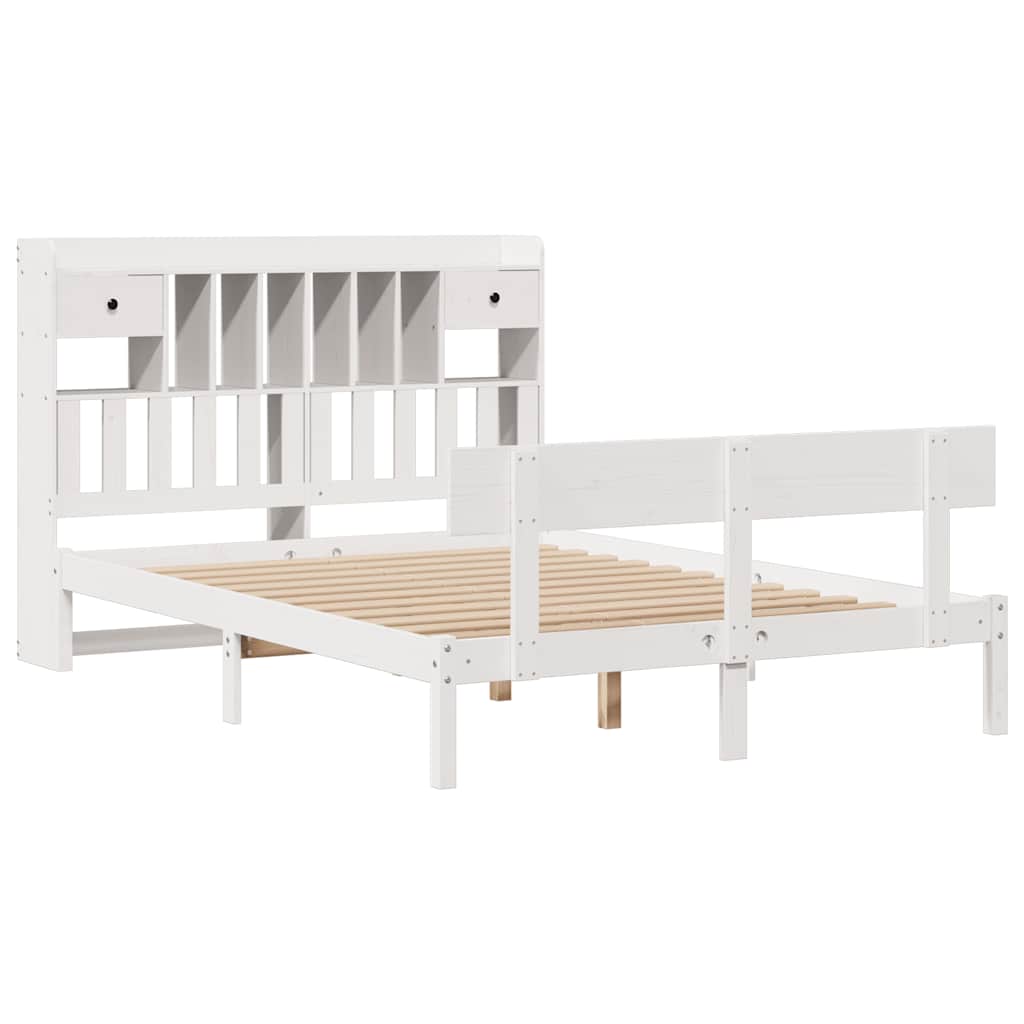Letto Libreria senza Materasso Bianco 160x200 cm Legno di Pino
