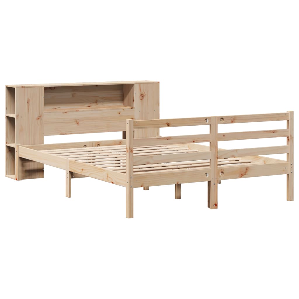Letto Libreria senza Materasso 140x190 cm in Legno di Pino