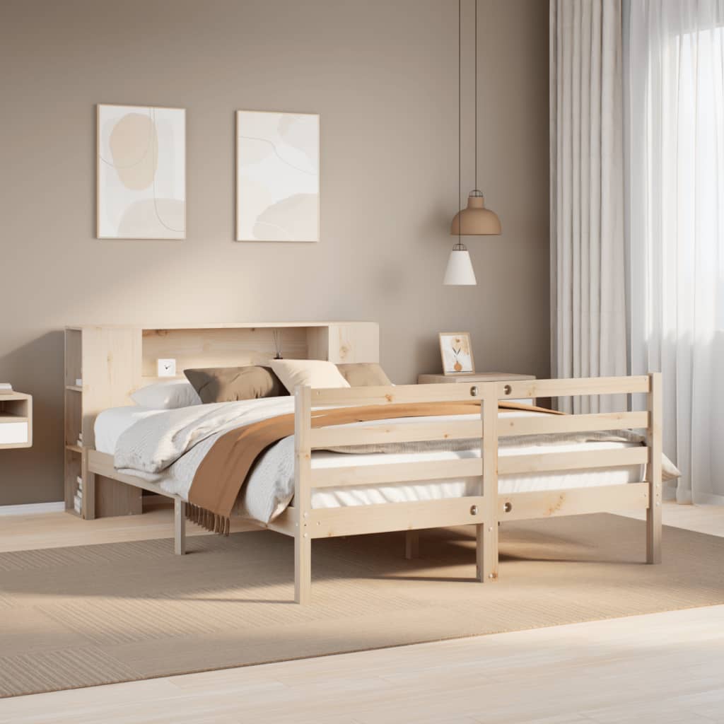 Letto Libreria senza Materasso 140x190 cm in Legno di Pino