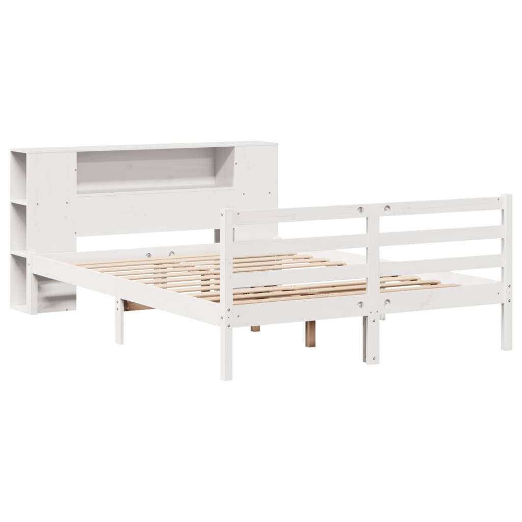 Letto Libreria senza Materasso Bianco 140x190 cm Legno di Pino