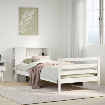 Letto Libreria senza Materasso Bianco 90x190 cm Massello Pino