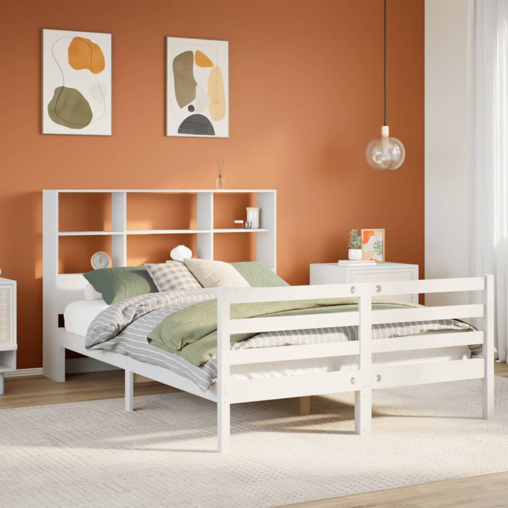 Letto Libreria senza Materasso Bianco 120x190 cm Legno di Pino