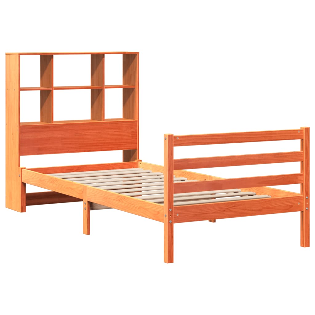 Letto Libreria senza Materasso Marrone Cera 100x200 cm Legno
