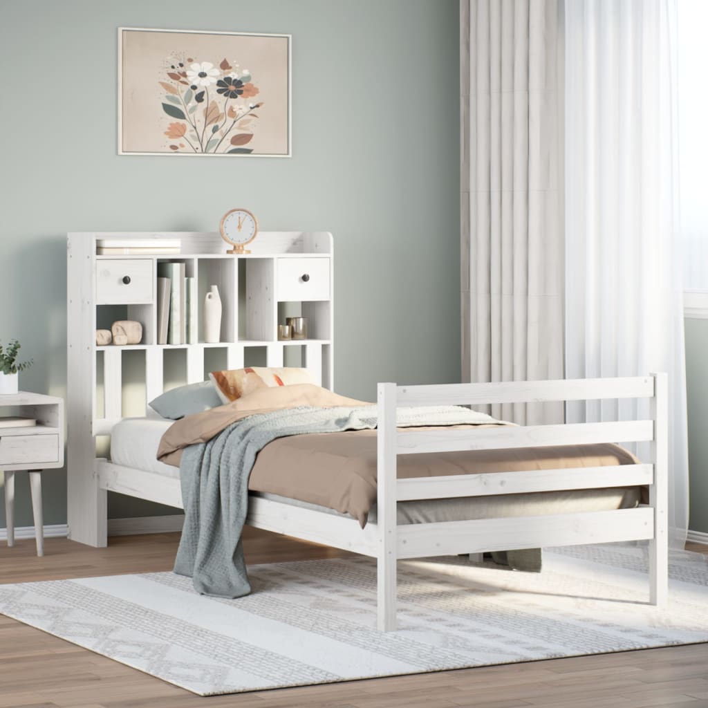 Letto con Libreria senza Materasso 75x190 cm in Legno Pino