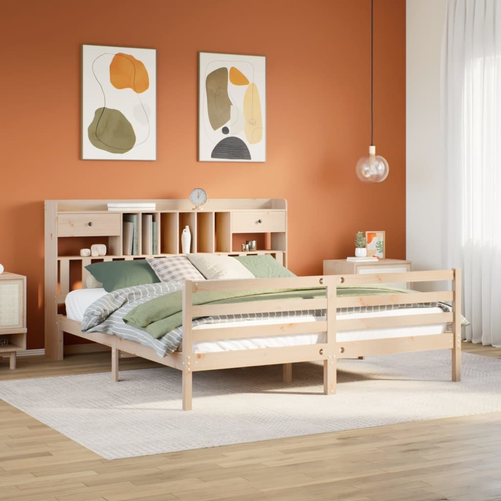 Letto Libreria senza Materasso 180x200 cm in Legno di Pino