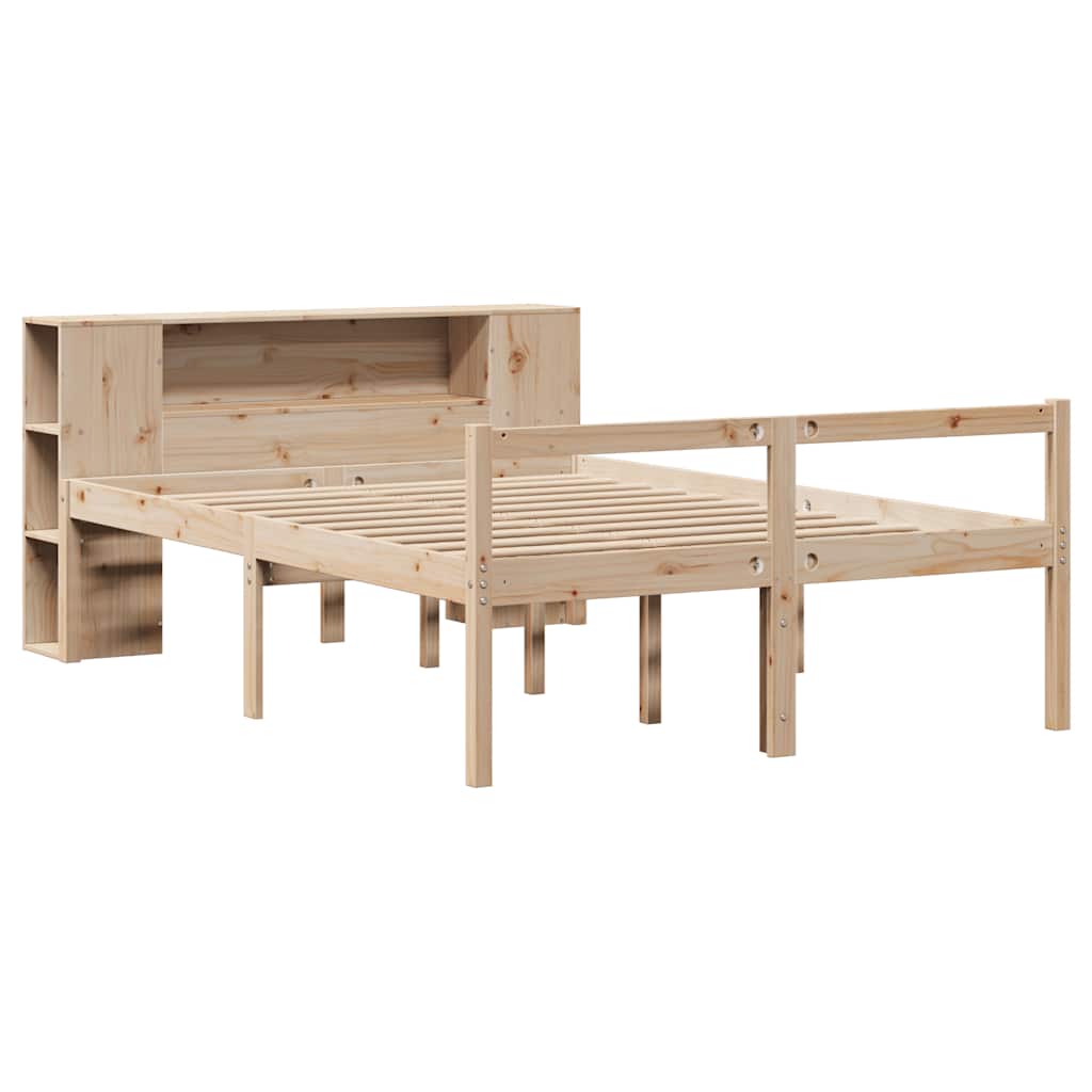 Letto Libreria senza Materasso 140x190 cm in Legno di Pino