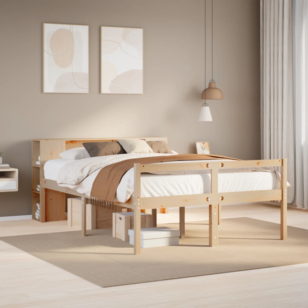 Letto Libreria senza Materasso 120x200cm Legno Massello di Pino