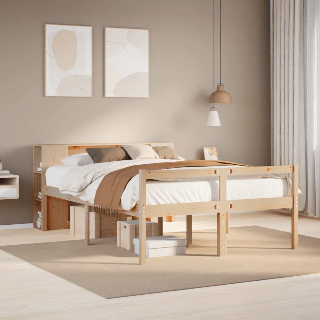 Letto Libreria senza Materasso 140x200 cm in Legno di Pino