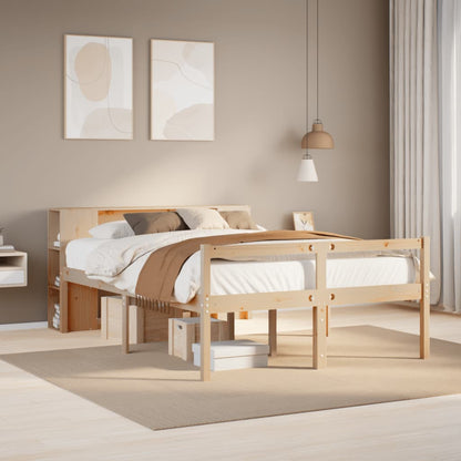 Letto Libreria senza Materasso 140x200 cm in Legno di Pino
