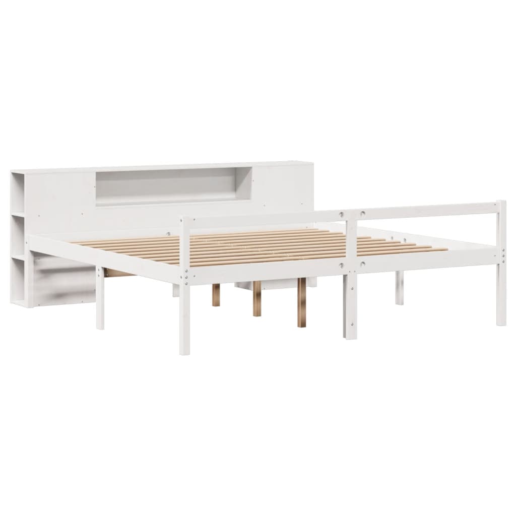 Letto Libreria senza Materasso Bianco 200x200 cm Legno di Pino