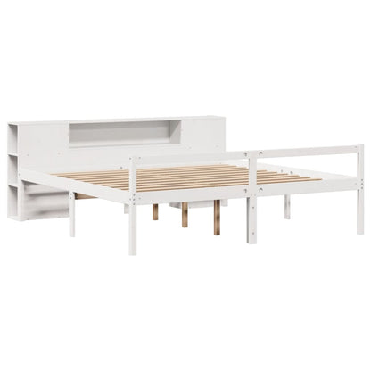 Letto Libreria senza Materasso Bianco 200x200 cm Legno di Pino