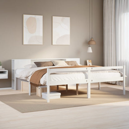 Letto Libreria senza Materasso Bianco 200x200 cm Legno di Pino