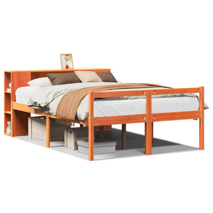 Letto Libreria senza Materasso Marrone Cera 140x200 cm Legno