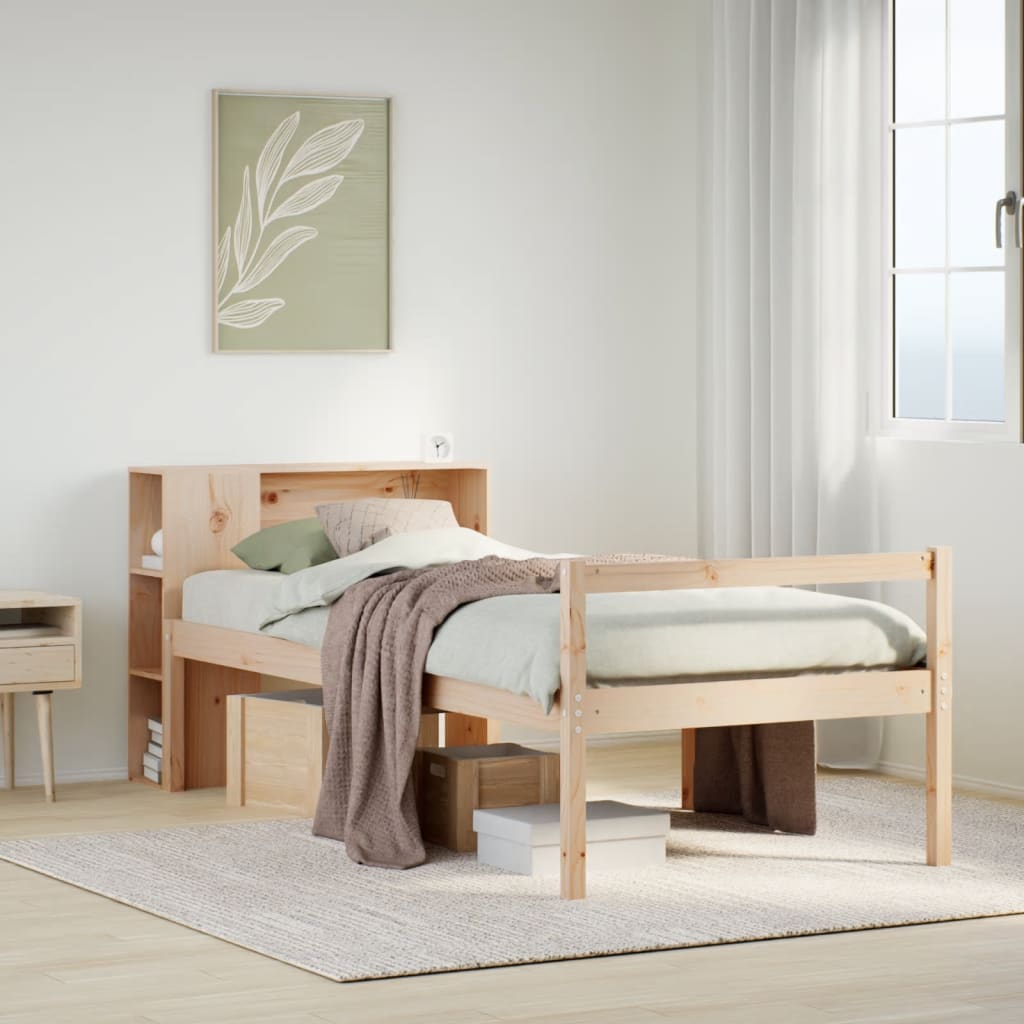 Letto Libreria senza Materasso 90x200 cm Legno Massello Pino