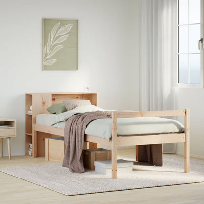Letto Libreria senza Materasso 90x200 cm Legno Massello Pino