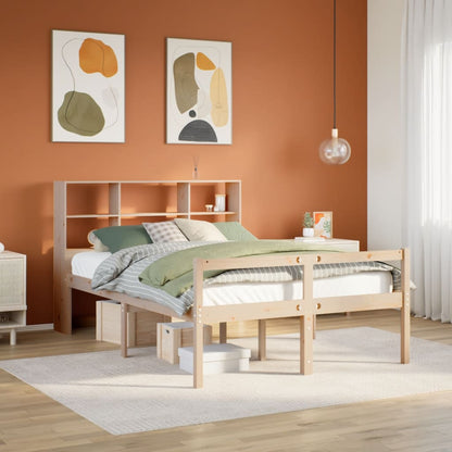 Letto Libreria senza Materasso 140x200 cm in Legno di Pino