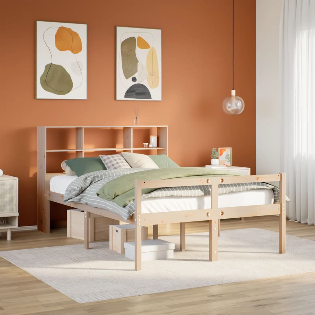 Letto Libreria senza Materasso 160x200 cm in Legno di Pino