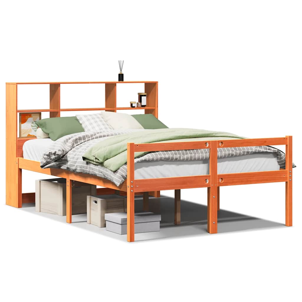 Letto Libreria senza Materasso Marrone Cera 140x200 cm Legno