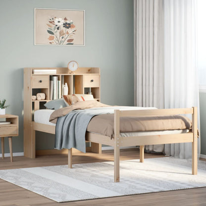 Letto Libreria senza Materasso 90x190 cm Legno Massello Pino