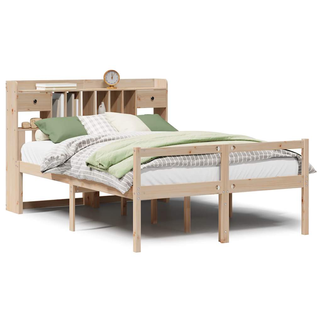Letto Libreria senza Materasso 140x200 cm in Legno di Pino