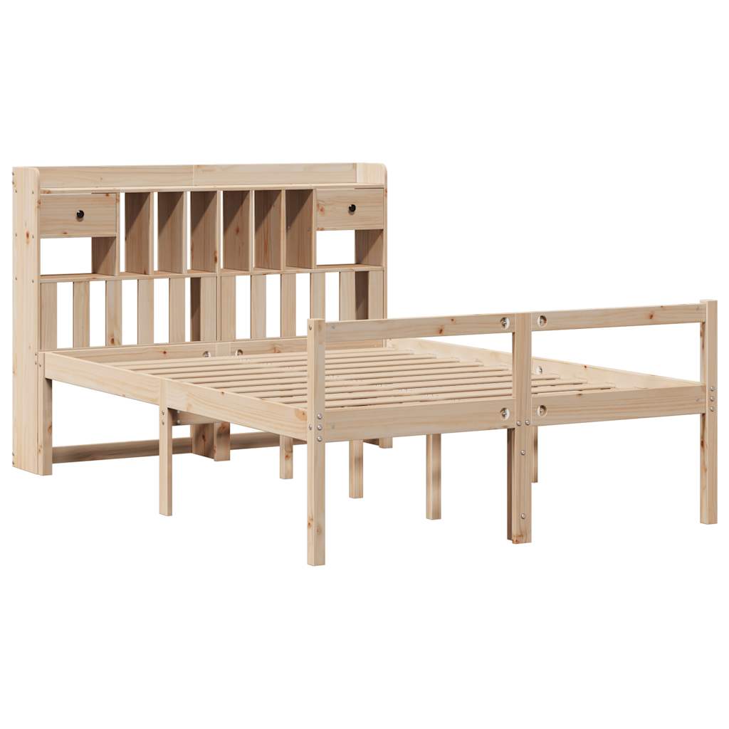 Letto Libreria senza Materasso 140x200 cm in Legno di Pino