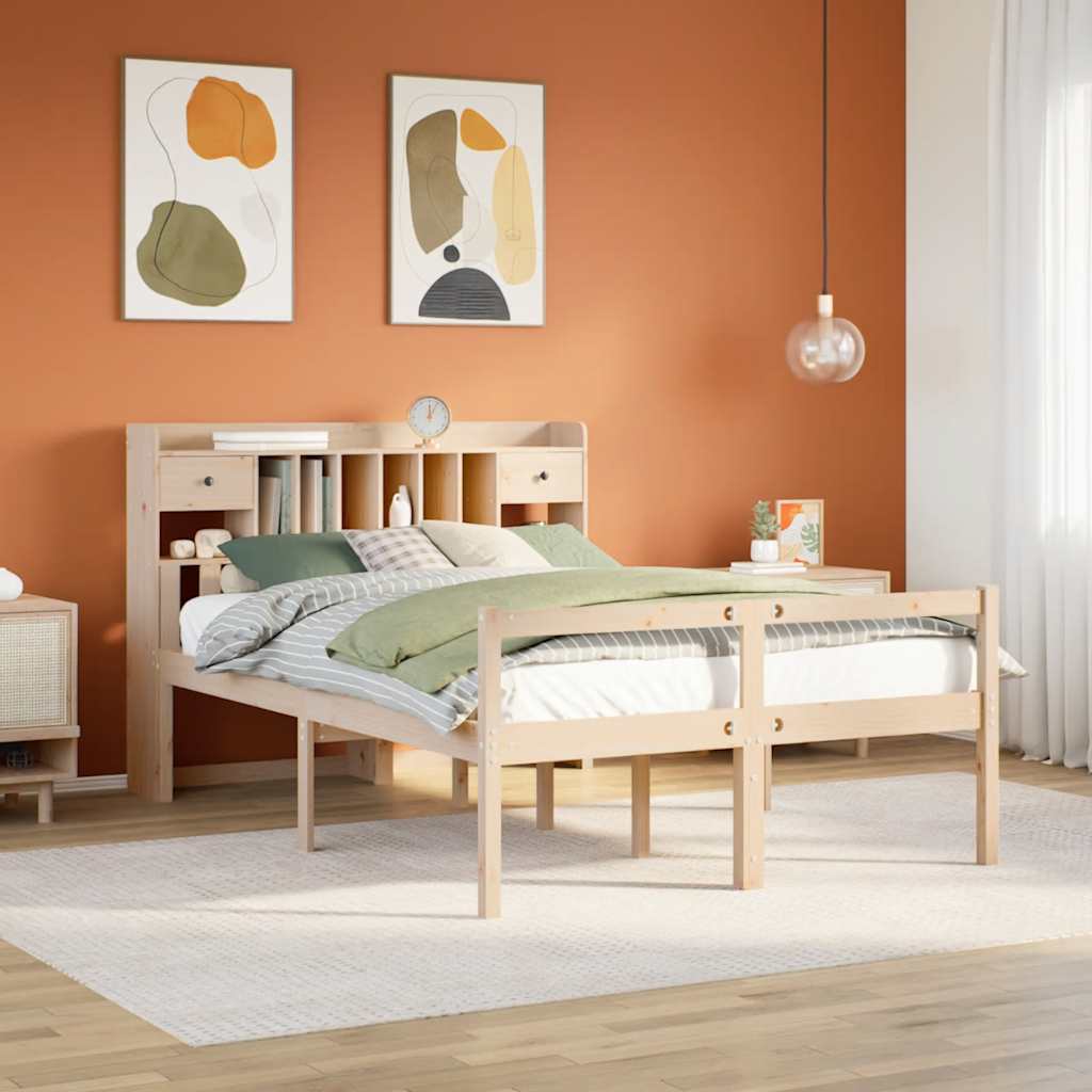 Letto Libreria senza Materasso 160x200 cm in Legno di Pino