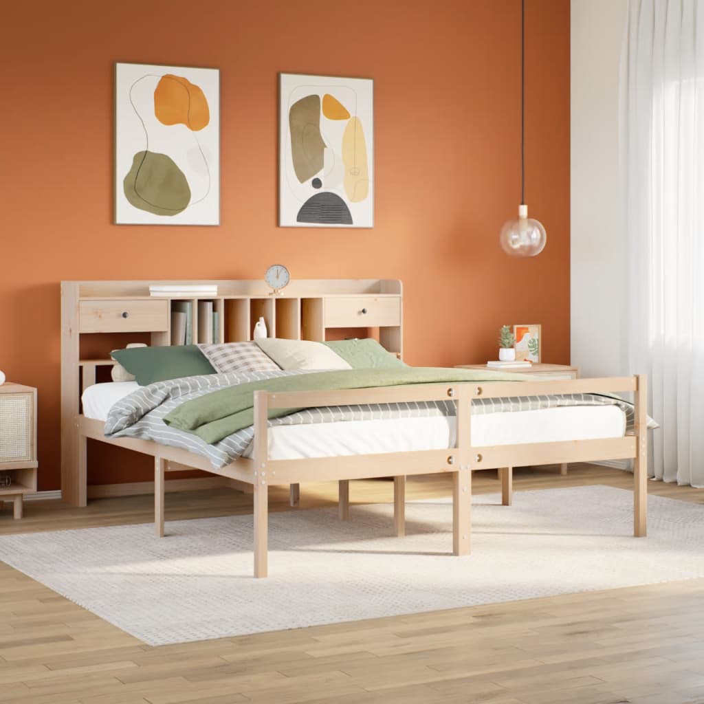 Letto Libreria senza Materasso 180x200 cm in Legno di Pino
