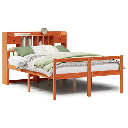 Letto Libreria senza Materasso Marrone Cera 140x200 cm in Pino