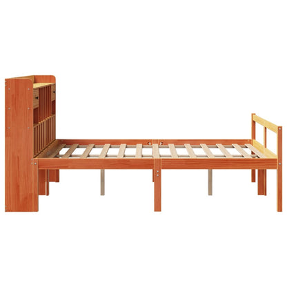 Letto Libreria senza Materasso Marrone Cera 140x200 cm in Pino