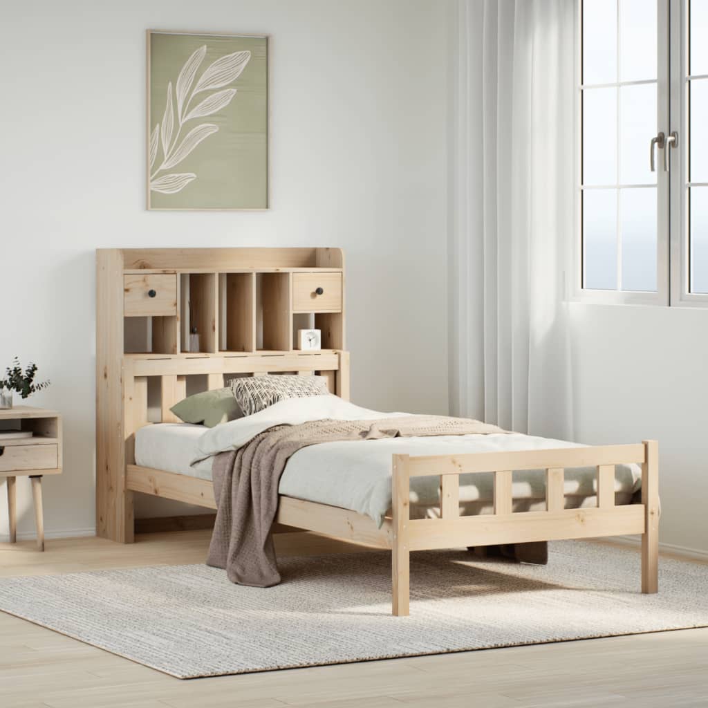 Letto Libreria senza Materasso 90x190 cm Legno Massello Pino