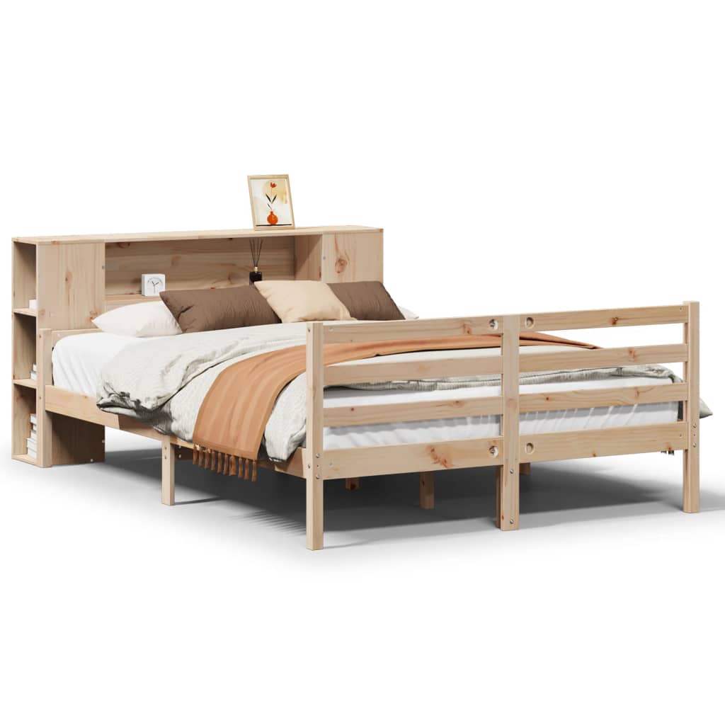 Letto Libreria senza Materasso 140x190 cm in Legno di Pino