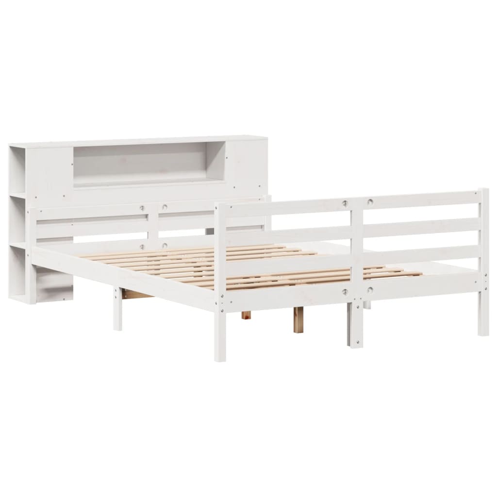 Letto Libreria senza Materasso Bianco 140x200 cm Legno di Pino