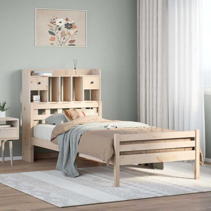 Letto Libreria senza Materasso 90x200 cm Legno Massello Pino