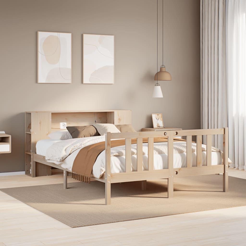 Letto Libreria senza Materasso 135x190 cm in Legno di Pino